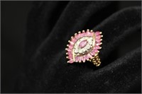 10K GOLD WITH PINK SAPPHIRE AND DIAMONDS SIZE 5.5