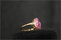 10K GOLD WITH PINK SAPPHIRE AND DIAMONDS