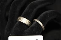 ENGRAVED SILVER WEDDING BANDS SIZE 6.5, 5.5