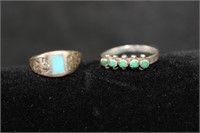 SOUTHWEST SILVER AND TURQ RINGS SIZE 5, 5.25