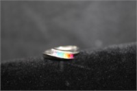 STERLING SILVER AND GEM STONE RING SIZE 9