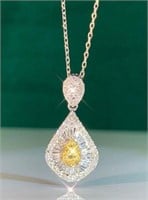 Natural yellow diamond pendant in 18k gold