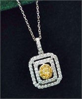 0.5ct natural yellow diamond pendant in 18k gold