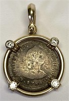 1784 Real Spanish Treasure Coin Gold Bezel