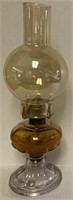 VINTAGE AMBER GLASS OIL LAMP