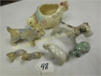Lot of Dogs & Elephant figs. & planter