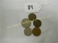 (5) Canadian coins 1928 Nickel (2) 1931 Pennies