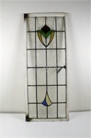 Antique Wood Frame Stain Glass Window Pane