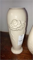 2 Lenox vases morning glory & rose 7-1/2”