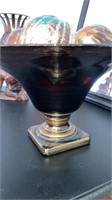 Large modern glass compote home decor 16” diam