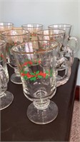 Holly glass pedestal mugs & stemware 12 pcs