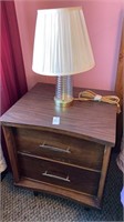 2-drawer nightstand, small lamp