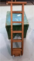 Small step stool, wood wall rack