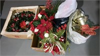Christmas wreath, big bells decors, silk florals
