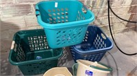 Laundry basket lot with clothes pins