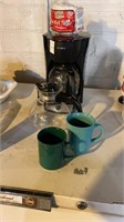 Mr. coffee coffee pot, mugs, extra carafe