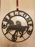 Welcome Metal Horse Sign