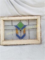 Vintage Stained Glass  Window 21 x 16