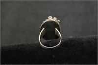 LARGE STONE SILVER AND TURQ RING SIZE 10.5