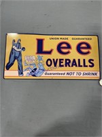 LEE OVERALLS TIN SIGN, 10.75 X 22"