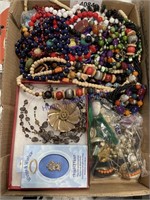 MIXED JEWELRY--MOSTLY BEADS, BUTTON COVERS
