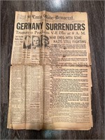 WWII Germany Surrenders Newspaper 1945