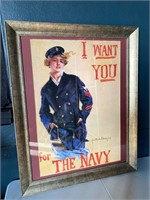 Framed I Want You Navy Poster