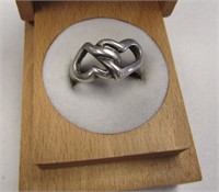 .925 Silver Double Heart Ring - SIze 7