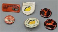 (6) vintage fishing and hunting pins 1974