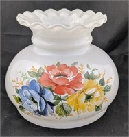 Milk glass shade with floral design 6 and 1/2 in