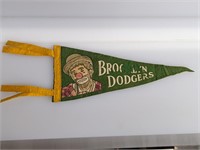 12" Vintage Brooklyn Dodgers Penant W/ Clown