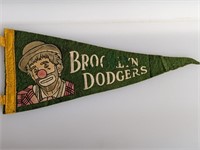 12" Vintage Brooklyn Dodgers Penant W/ Clown