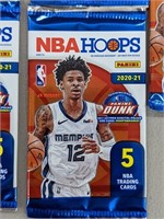 (14) 2020-21 NBA Hoops 5 Card Packs W/ Yellow