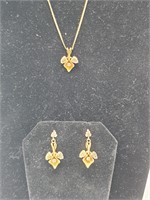 Black Hills Gold Pendant & Earrings w/Diamonds CZ?