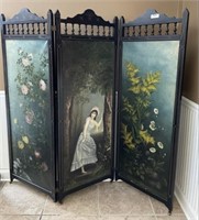 Hand Painted Eastlake Dressing Screen