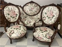 3 Piece Walnut Victorian Parlor Set