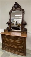 Walnut Marble Top Dresser w/ Mirror