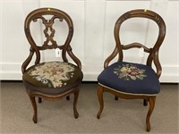 2 Needlepoint Victorian Balloon Back Chairs