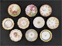 10 Hand Painted 19th Century Plates