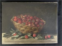 Peter Baumgras Oil on Canvas of Strawberries