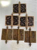 Two Sets of Ornate Large Brass Hinges