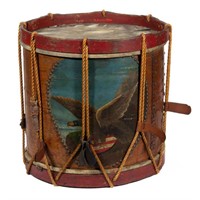 19th-century paint-decorated military drum with Civil War history, descended directly in the family