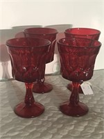 Lot of 4 Vintage Red Goblets