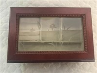 Small Wood & Etched Glass Jewelry Box