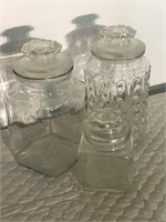 3 pc Glass Canister Lot