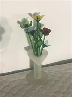 Decorative Glass Flowers & Vase