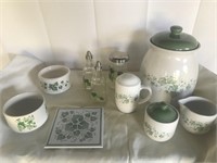 Lot of 10 Green Ivy Misc. Kitchen Goods