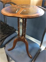 Small leather top side table