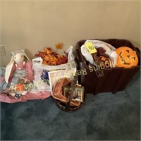 Tub of Fall Decorations and Baskets
