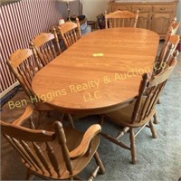 88" Long Oak Amish Oval Table w/3 leaves
